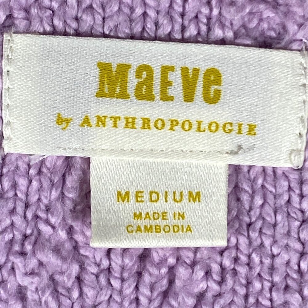 Maeve By Anthropologie V-Neck Cable Knit fisherman's deep V Sweater Medium boxy - Picture 5 of 12
